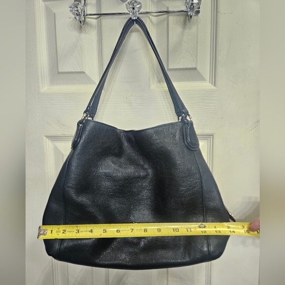 Coach edie black leather handbag shoulderbag purse - Picture 16 of 16